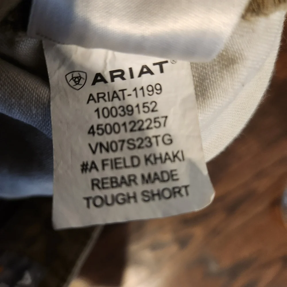 Ariat Men’s Rebar Made Tough Cargo Short in Field Khaki size 32